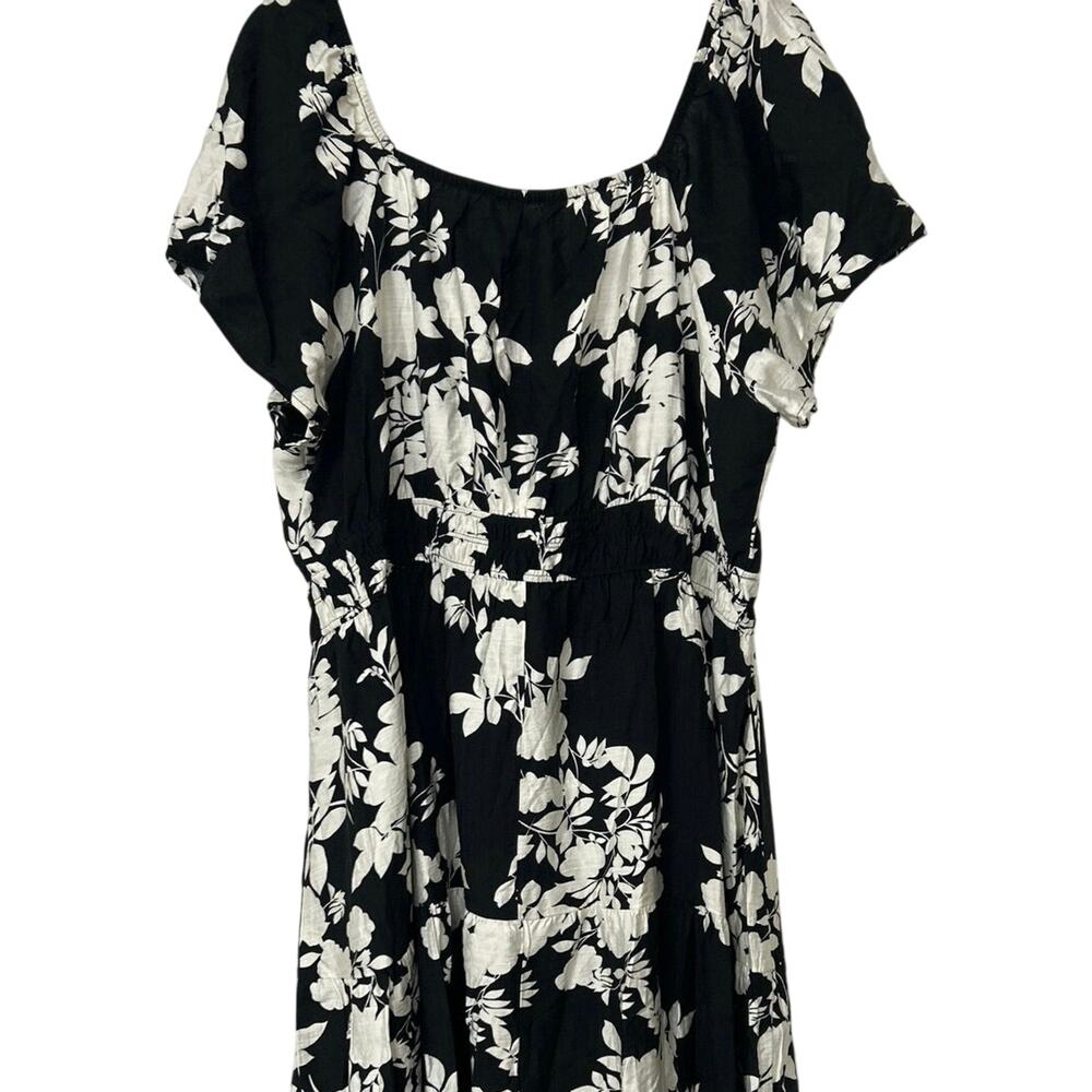 Bloomchic Cottagecore Floral Tiered Midi Dress Black White Pockets Plus NWT 2X - Picture 9 of 13